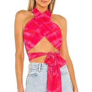 Revolve pink wrap top